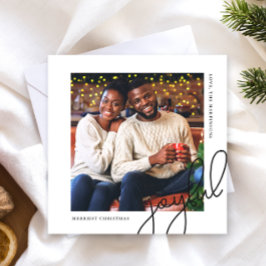 Einfache Weihnachts-Dots Black Joyful Script Foto Feiertagskarte