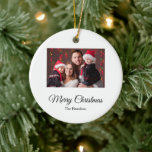 Einfache Weihnachts-Foto Keramik Ornament<br><div class="desc">Made for you!</div>