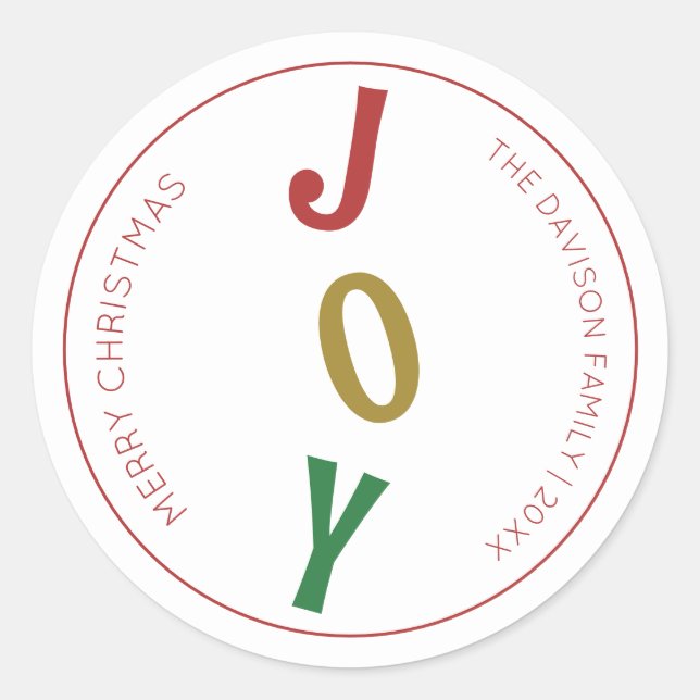 Einfache Weihnachts-Freude-Umschlag Aufkleber und  (Vorderseite)