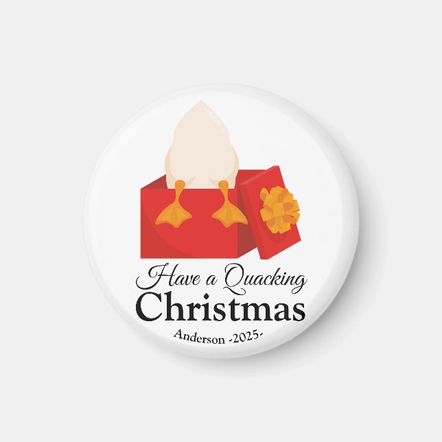 Einfache Weihnachts-lustige niedliche Ente in rote Magnet (Vorne)