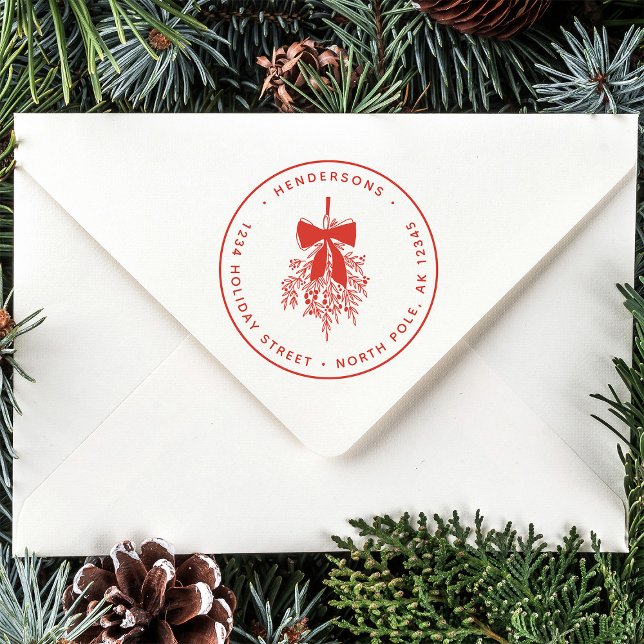 Einfache Weihnachts-Mistletoe-Rücksendeadresse Gummistempel (Von Creator hochgeladen)