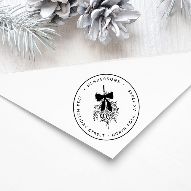 Einfache Weihnachts-Mistletoe-Rücksendeadresse Permastempel (Von Creator hochgeladen)