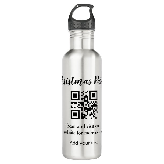 Einfache Weihnachts-Party-Website Strichcode QR Na Edelstahlflasche (Vorderseite)