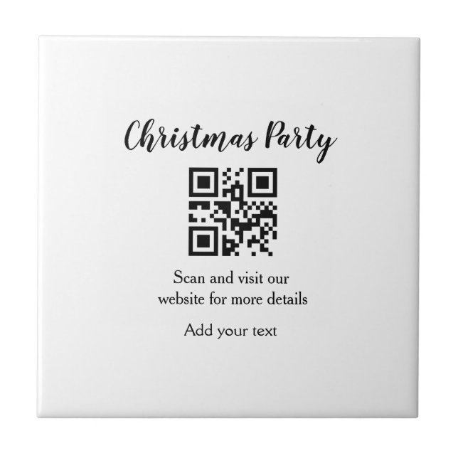 Einfache Weihnachts-Party-Website Strichcode QR Na Fliese (Vorderseite)