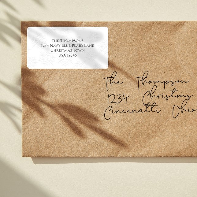 Einfache Weihnachts-Rücksendeadresse Adressaufkleber (Simple White and silver return address label with silver snowflake design)