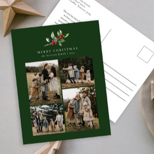 Einfache Weihnachts Wasserfarben Blumenfoto Collag Feiertagspostkarte