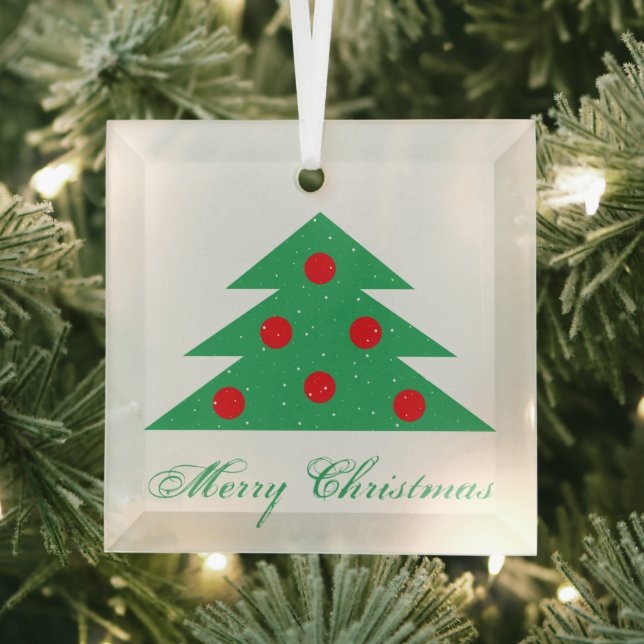 Einfache Weihnachtsbaum Green Red Merry Script Ornament Aus Glas (Insitu)