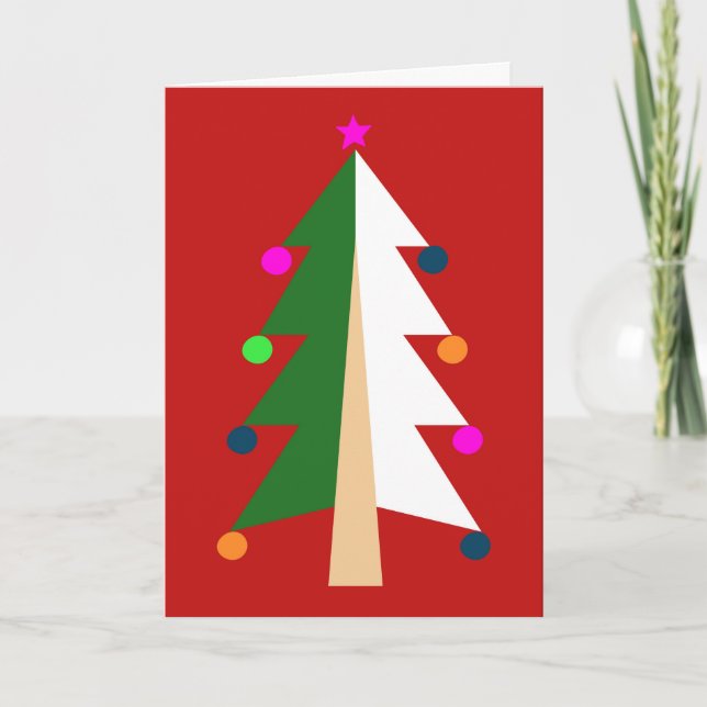 Einfache Weihnachtsbaum Retro Kunstkarte Karte (Vorderseite)