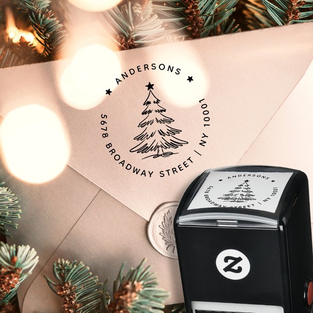 Einfache Weihnachtsbaum-Rücksendeadresse Permastempel (Von Creator hochgeladen)