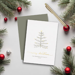 Einfache Weihnachtsbaum-Script-Typografie Folien Feiertagskarte