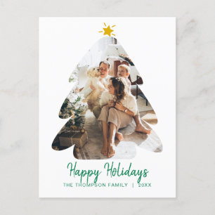 Einfache Weihnachtsbaum-Weihnachtsfeiertage im Grü Postkarte