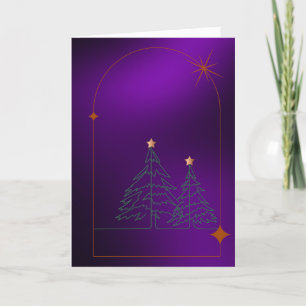Einfache Weihnachtsbäume auf Lila Feiertagskarte