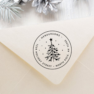 Einfache WeihnachtsbaumRücksendeadresse Gummistempel