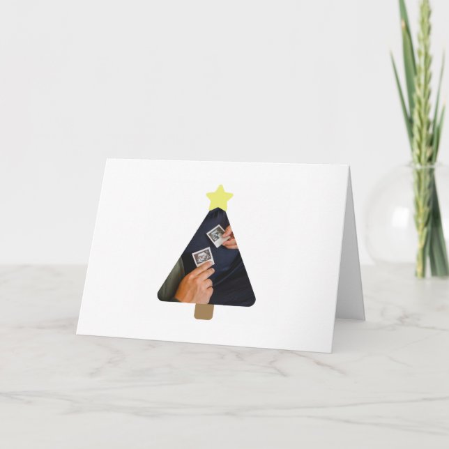 Einfache Weihnachtsbaumverkündung Feiertagskarte (Vorderseite)