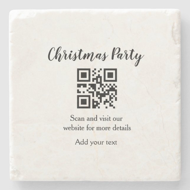 Einfache Weihnachtsfeier-Website-Barcode QR Name h Steinuntersetzer (Vorderseite)