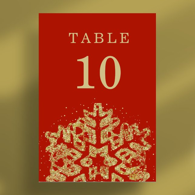 Einfache Weihnachtsfeiertage Hochzeit Gold Red Tischnummer (Simple Winter Christmas Holiday Wedding Gold Red Table Number)