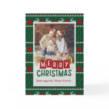 Einfache Weihnachtsgrün und Rot mit Foto