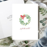 Einfache Weihnachtskarte für Wasserfarben Feiertagskarte<br><div class="desc">Diese elegante Weihnachtskarte zeigt eine wunderschöne handbemalte Aquarellbilder von roter und grüner botanischer Vegetation im Winter. Das festliche Design erweckt den Geist der Freude mit seiner charmanten Botschaft "Joy to the World" in einem modernen Pinselskript. Diese personalisierte Option ist ideal für alle, die Weihnachtskarten außerhalb des Fotos suchen. Sie eignet...</div>