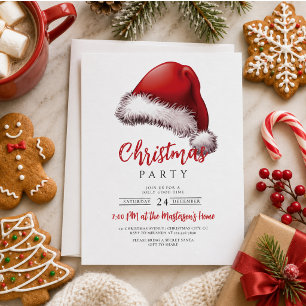 Einfache Weihnachtsmannmütze Weihnachtsfeier Einladung