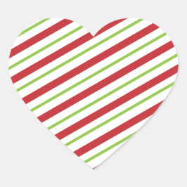 Einfache Weihnachtsstreifen Herz-Aufkleber