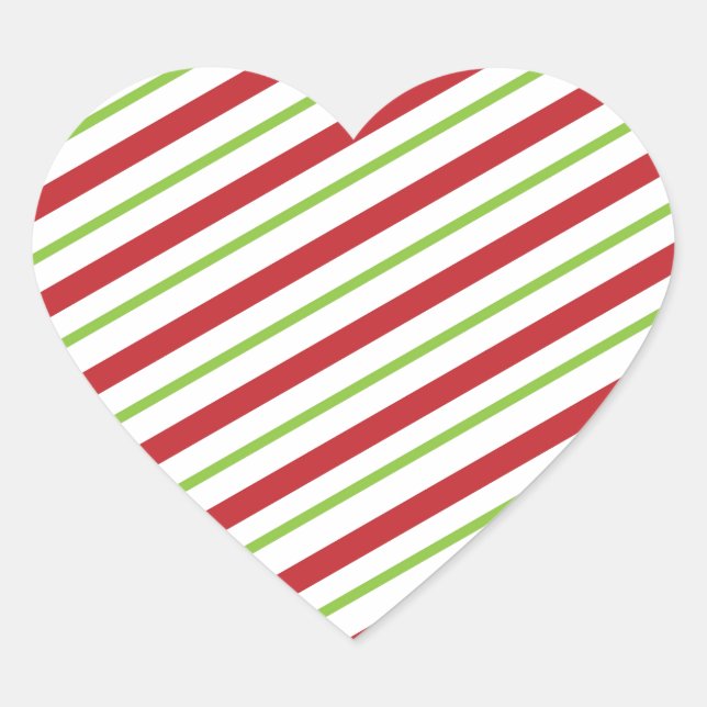 Einfache Weihnachtsstreifen Herz-Aufkleber (Vorderseite)