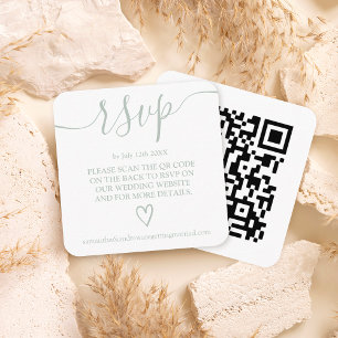 Einfache Weise grün Hochzeit rsvp Qr Code Begleitkarte