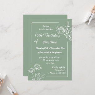 Einfache Weise grüner Blumengeburt Einladung