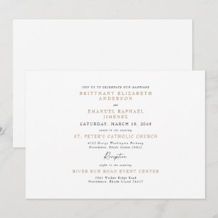 Einfache Weiß & Gold keine Eltern Hochzeit Einladung