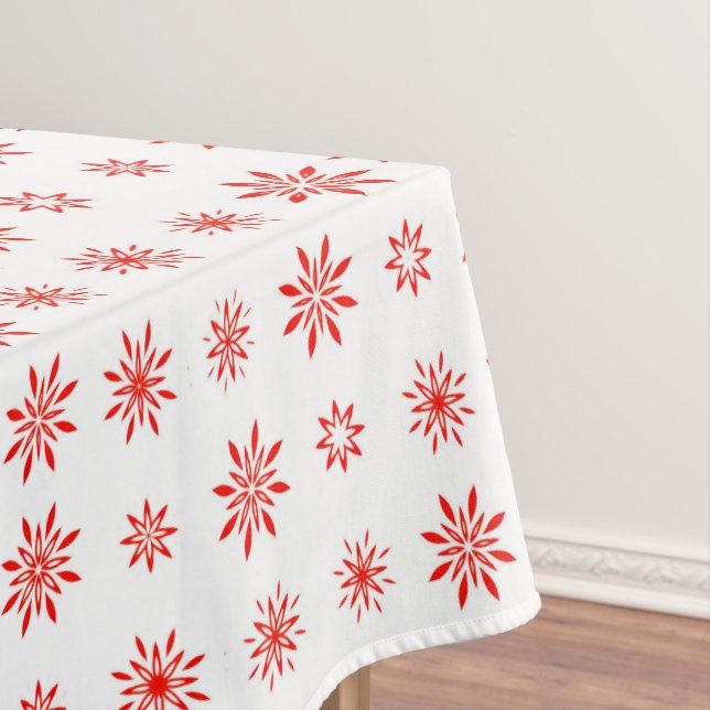 Einfache Weiß & Rot Winter Floral Weihnachten Tischdecke (Beispiel)