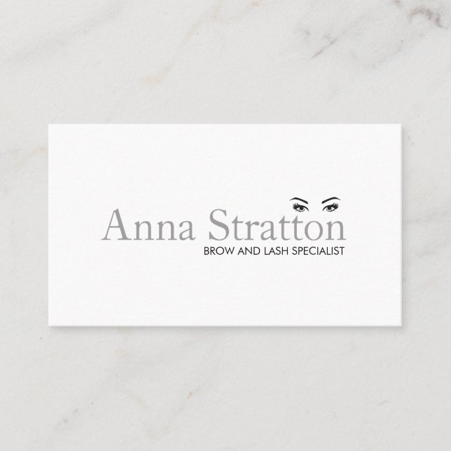 Einfache Weißaugen und Brows Salon und Wellness-Ce Visitenkarte (Vorderseite)