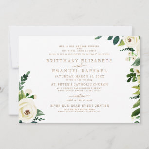 Einfache Weiße Beide Eltern Gold Text Hochzeit  Einladung