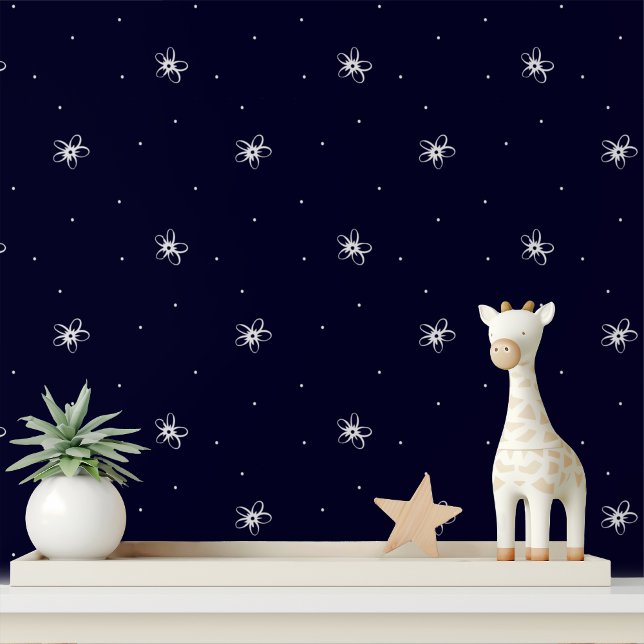 Einfache weiße Blume Minimales Blumenmuster Tapete (Von Creator hochgeladen)