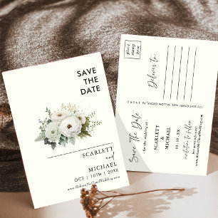 Einfache weiße Blume Save the Date Einladung