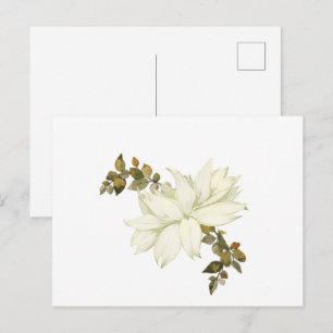 Einfache weiße Blume und Laub Postkarte