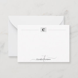 Einfache weiße Box für moderne Monogramm-Initialen Mitteilungskarte