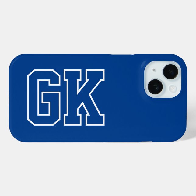 Einfache weiße College-Varsity-Monogramm-Initialen Case-Mate iPhone Hülle (Rückseite (Horizontal))