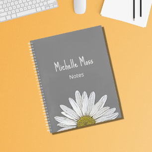 Einfache Weiße Daisy Botanisches Personalisiert Gr Notizbuch