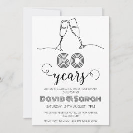 einfache weiße Einladungen zum 60. Hochzeitstag