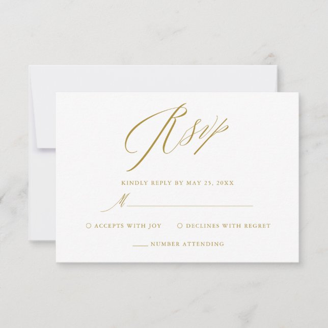Einfache weiße, elegante Script-Hochzeit-RSVP-Kart RSVP Karte (Vorderseite)