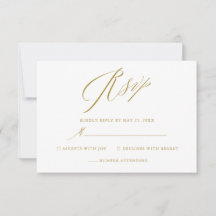 Einfache weiße, elegante Script-Hochzeit-RSVP-Kart