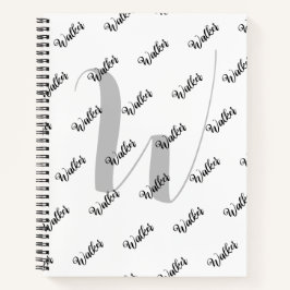 Einfache weiße Farbe - Anfangsname Mit Monogramm Notizbuch