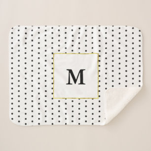 Einfache weiße Gold- und Schwarz-Monogram-Polka-Pu Sherpadecke