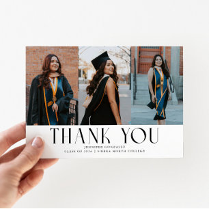Einfache Weiße Graduierung-mit-mehreren-Fotos-Dank Ankündigung