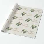 Einfache, weiße Illustration | Hochzeitsgeschenk Geschenkpapier<br><div class="desc">Schön, einfach und klassisch. Diese Vintage botanische Abbildung eines Single, weiße Camellia Blume & Foliage sieht atemberaubendes Set vor einem cremefarbenen Hintergrund aus. Text ist in einem Skriptstil und farbigen Gold. Alle kommen zusammen, um das perfekte Design für ein einfaches, charmantes und elegantes Hochzeitsthema zu bilden. Jeder Text lässt sich...</div>