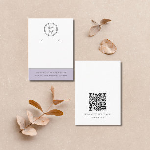 Einfache Weiße & Lila Ohrring-Auslage  QR-Code-Log Visitenkarte