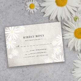 Einfache Weiße Margeriten Rustikale Boho-Hochzeit RSVP Karte
