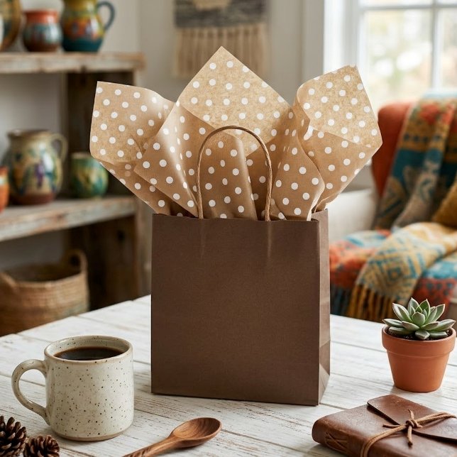 Einfache weiße Punkte auf Imitaten Rustikale braun Seidenpapier (Von Creator hochgeladen)