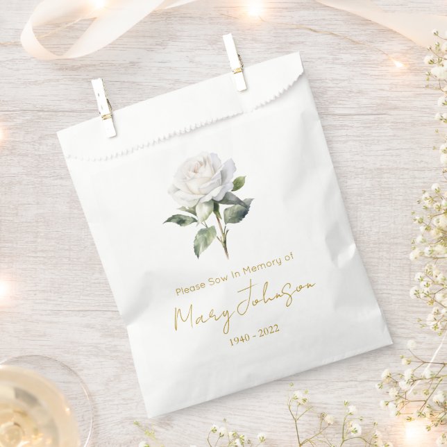 Einfache weiße Rosensamenpackung Beerdigung  Geschenktütchen (Ausgeschnitten)