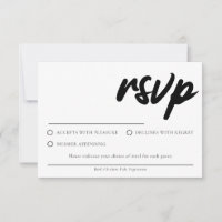 Einfache weiße RSVP-Karte mit Auswahl an Mahlzeite