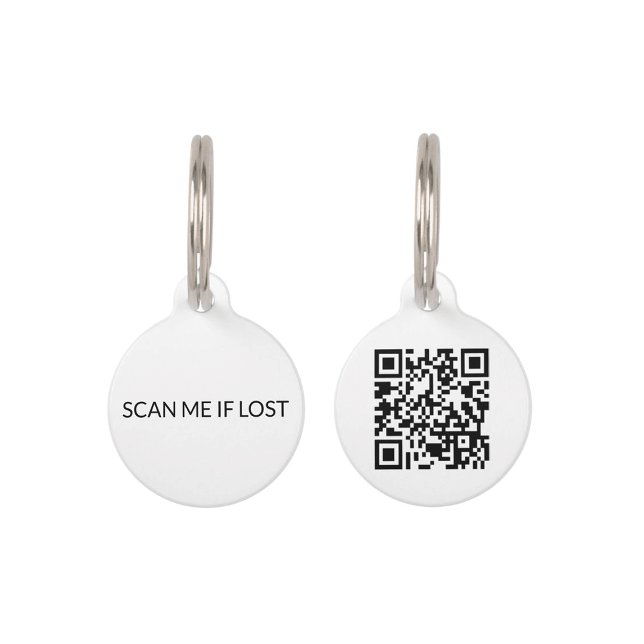 Einfache, weiße Scannerkatze mit QR Code Haustiermarke (Von Creator hochgeladen)